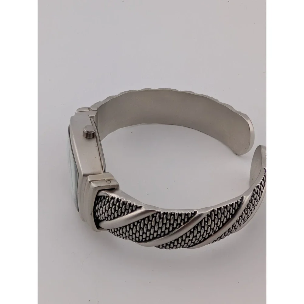 Premier Designs Womens Watch 22mm Silver Tone Open Cuff Band- New Battery